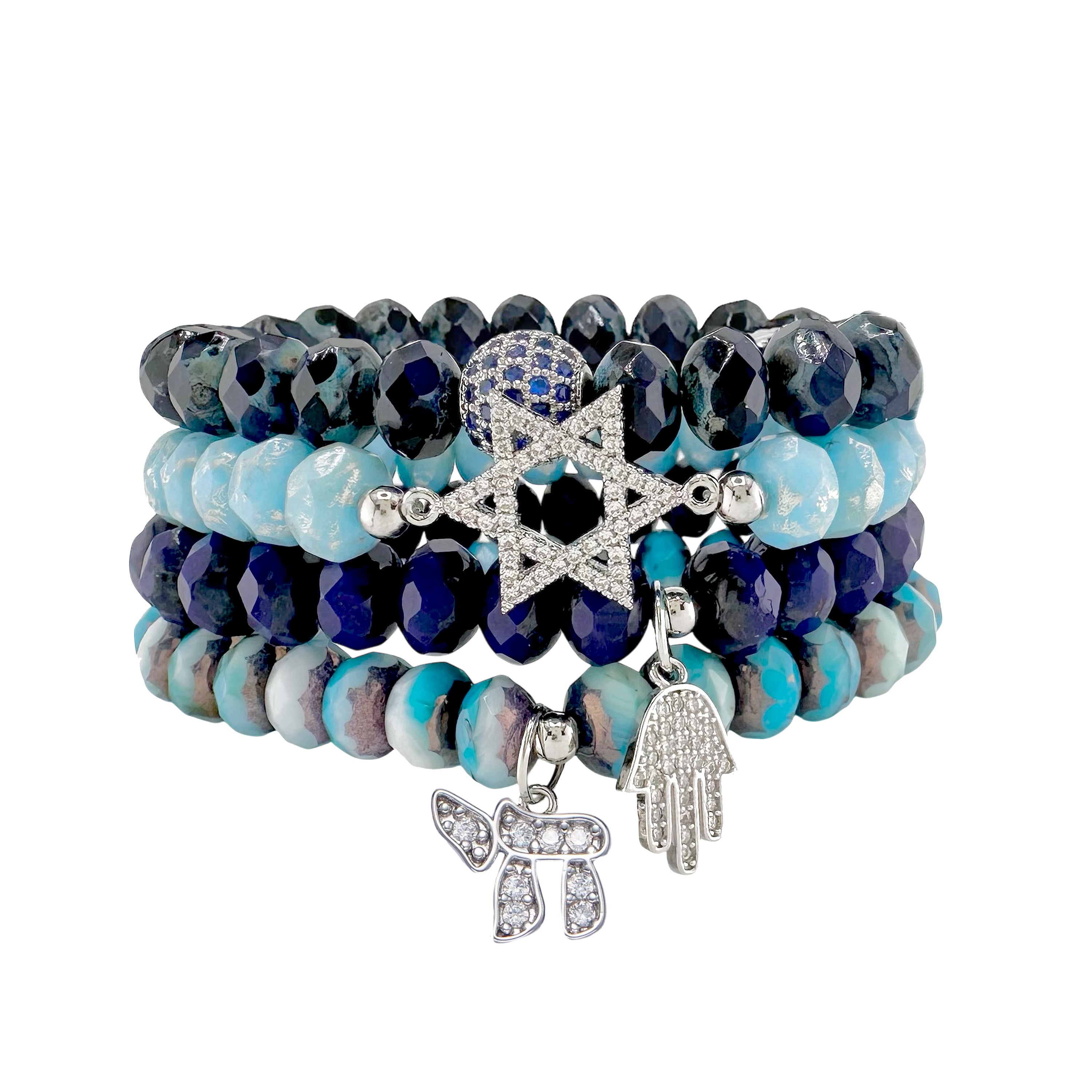 Elle Crystal Jewish Charm Bracelet Stack Love, Lisa Jewelry