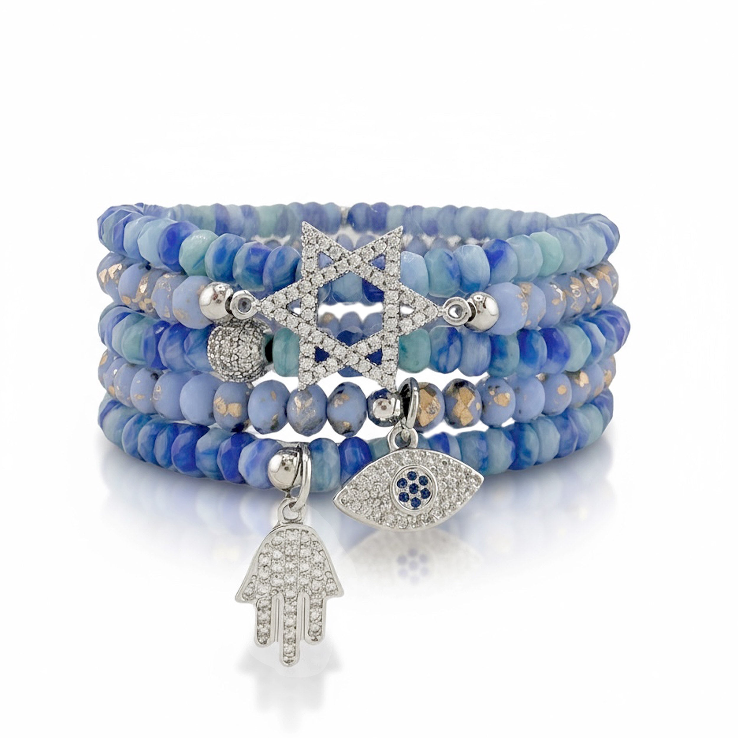Harper Star Of David Protection Stack of Crystal Bracelets