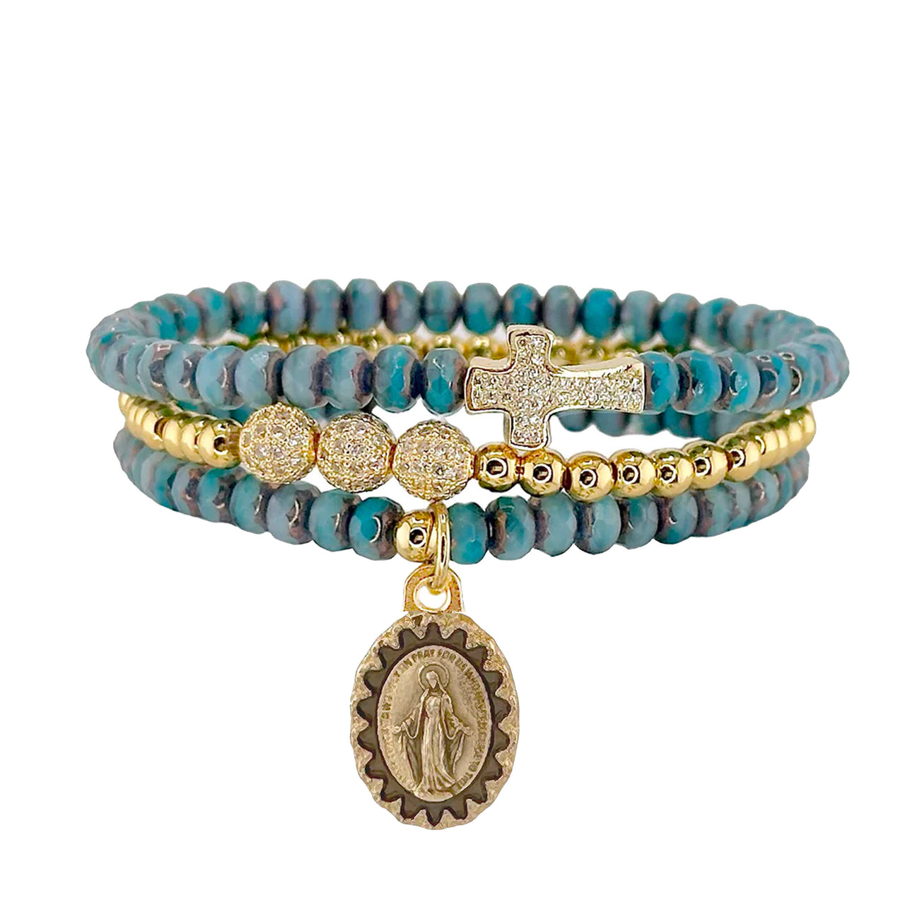 Sandy Miraculous Medal Stack