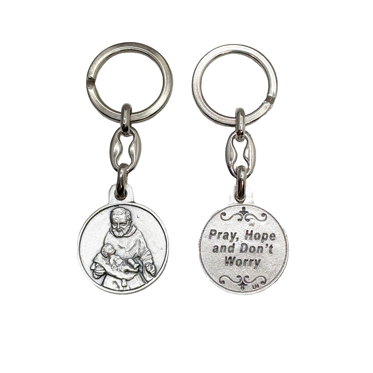 Padre Pio Pray, Hope & Don't Worry Keychain