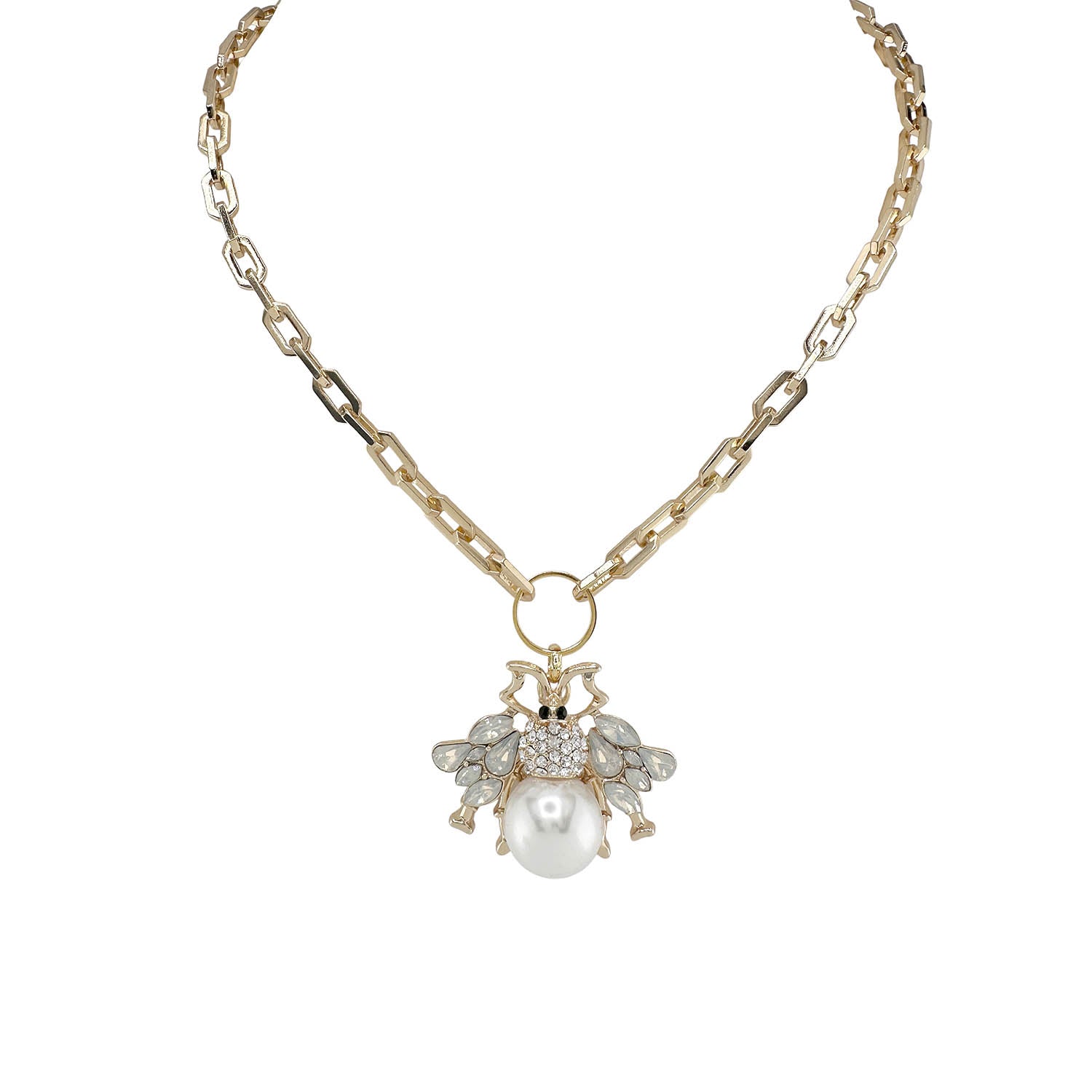 Queen Bee Pearl Necklace – Gold, Gunmetal, Silver by Love Lisa