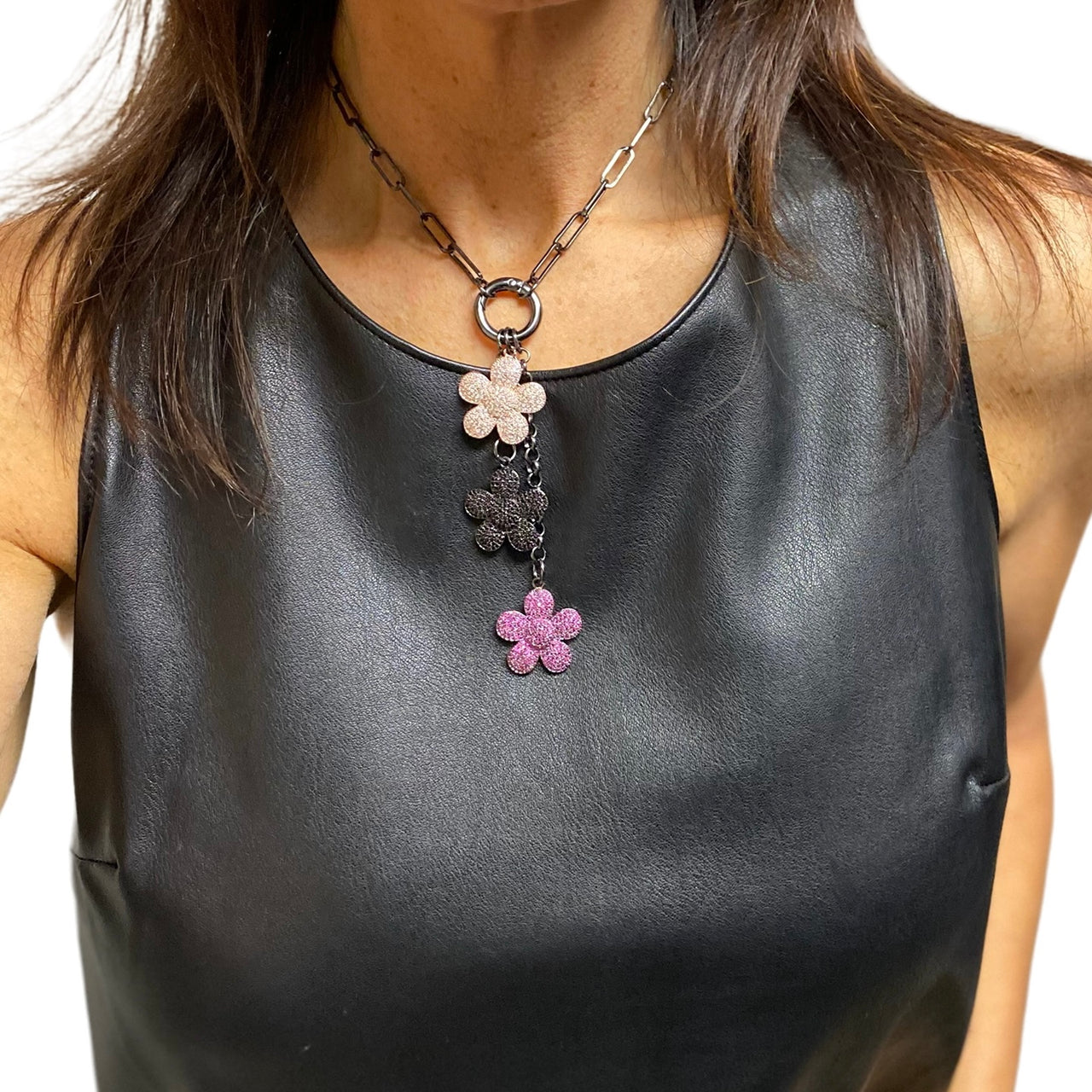 Fiona Flower Paperclip Necklace