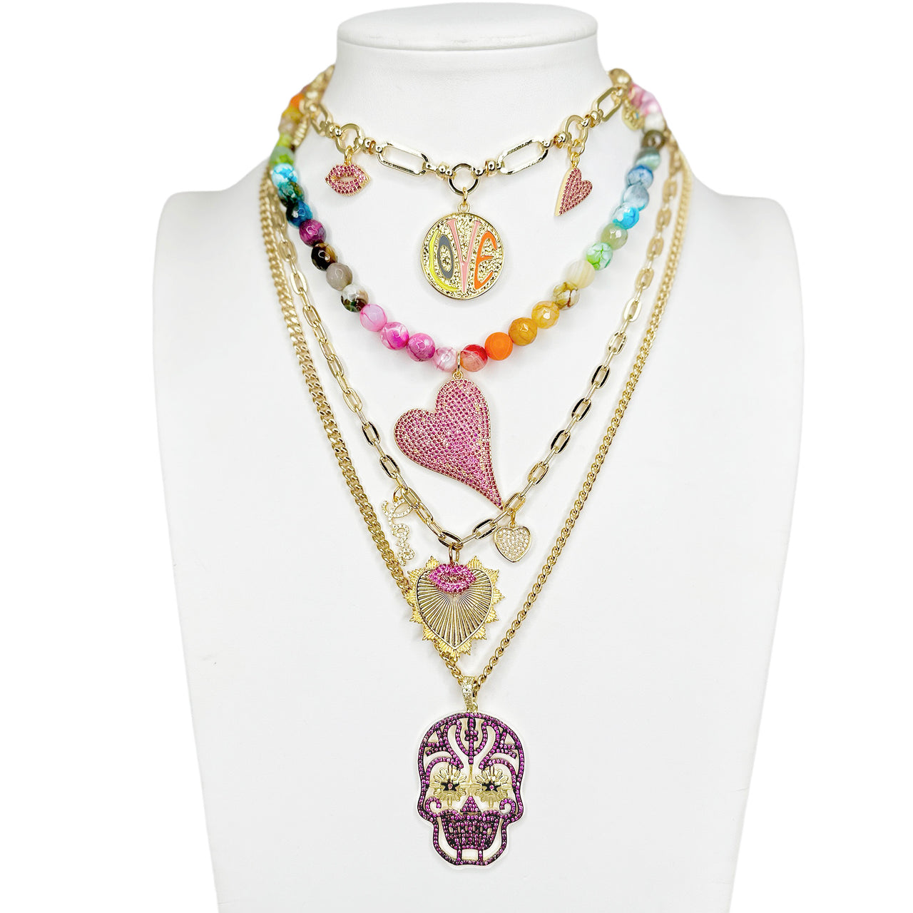 Limited Edition Colorful Gemstone Heart Necklace