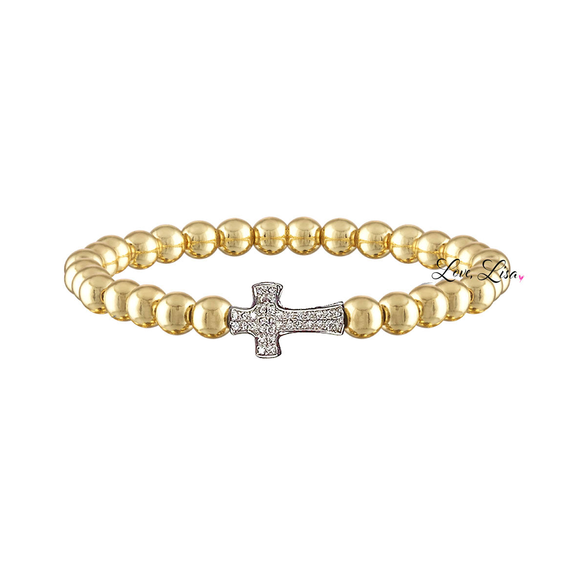 Christine Medium Beaded Cross Bracelet | Faith Jewelry by Love Lisa