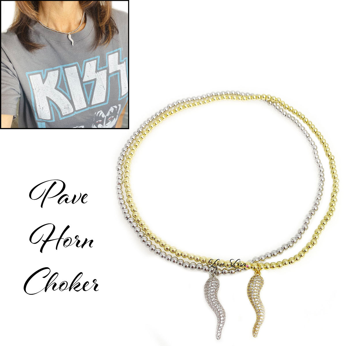 Simply Stunning Pave Horn Choker Necklace