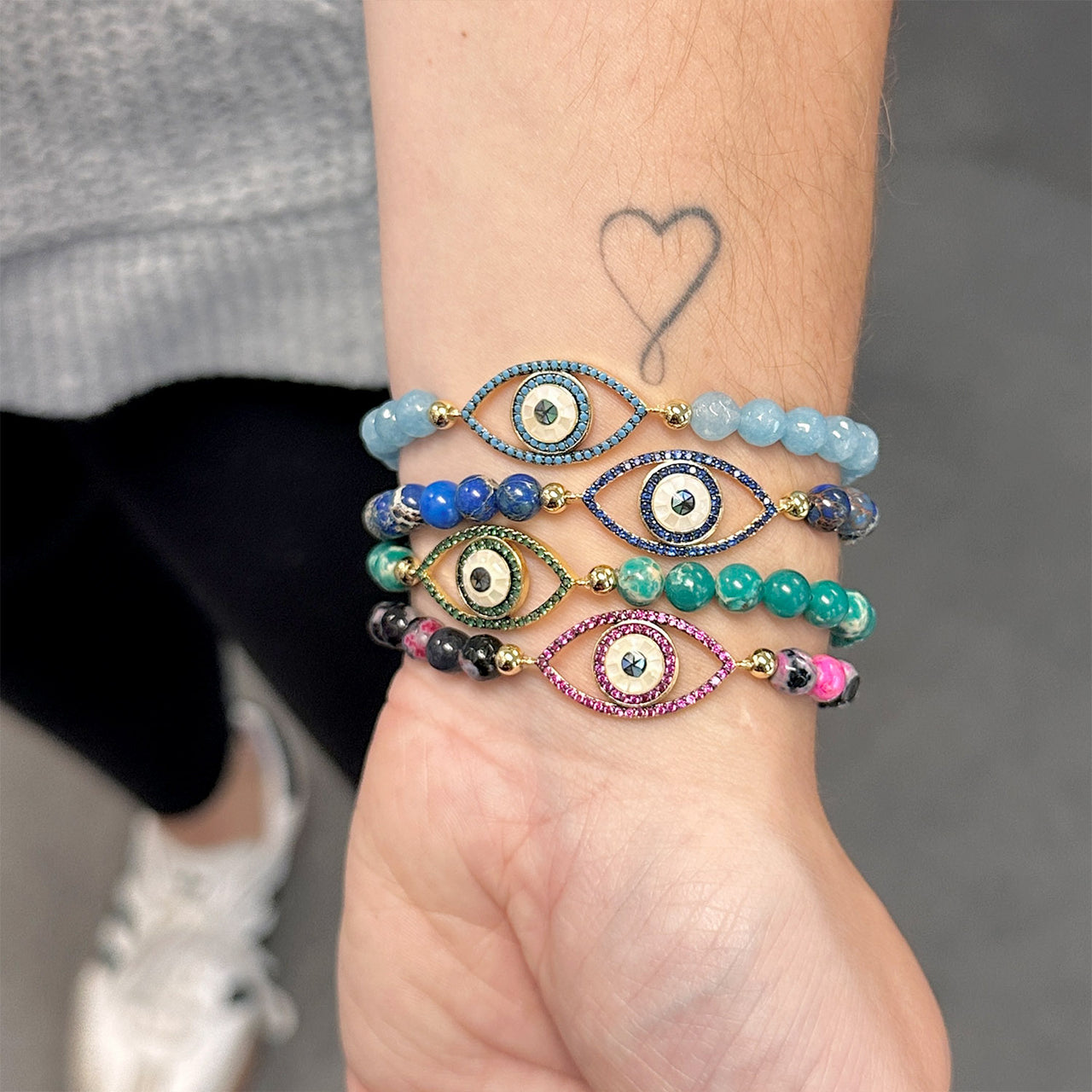 Evil Eye Gemstone Stretch Bracelet