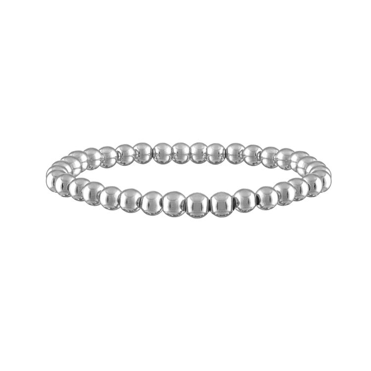 5mm beaded stretch bracelet silver polished brass beads love lisa
