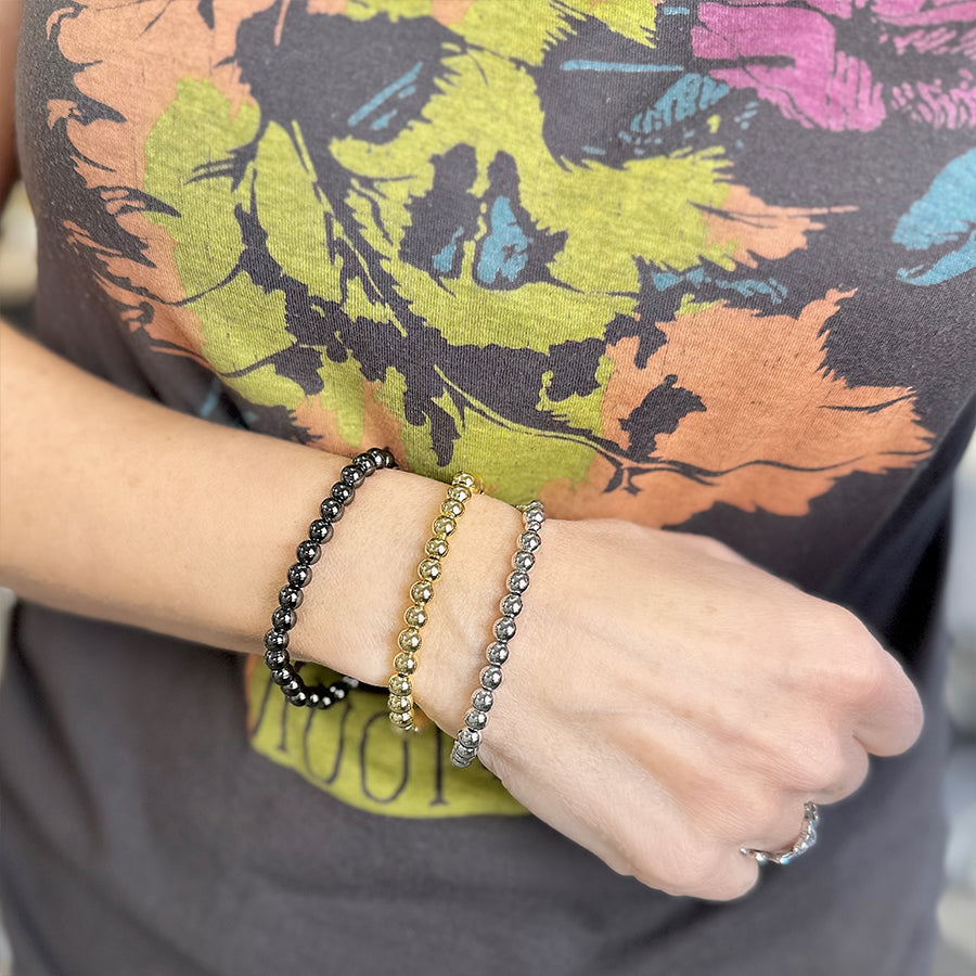 6mm beaded bracelet stacked on wrist layered bracelets love lisa