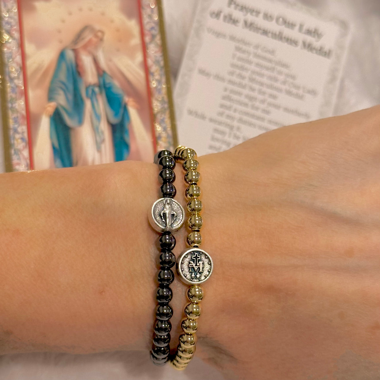Subliminal Blessed Mother Miraculous Beaded Bracelet