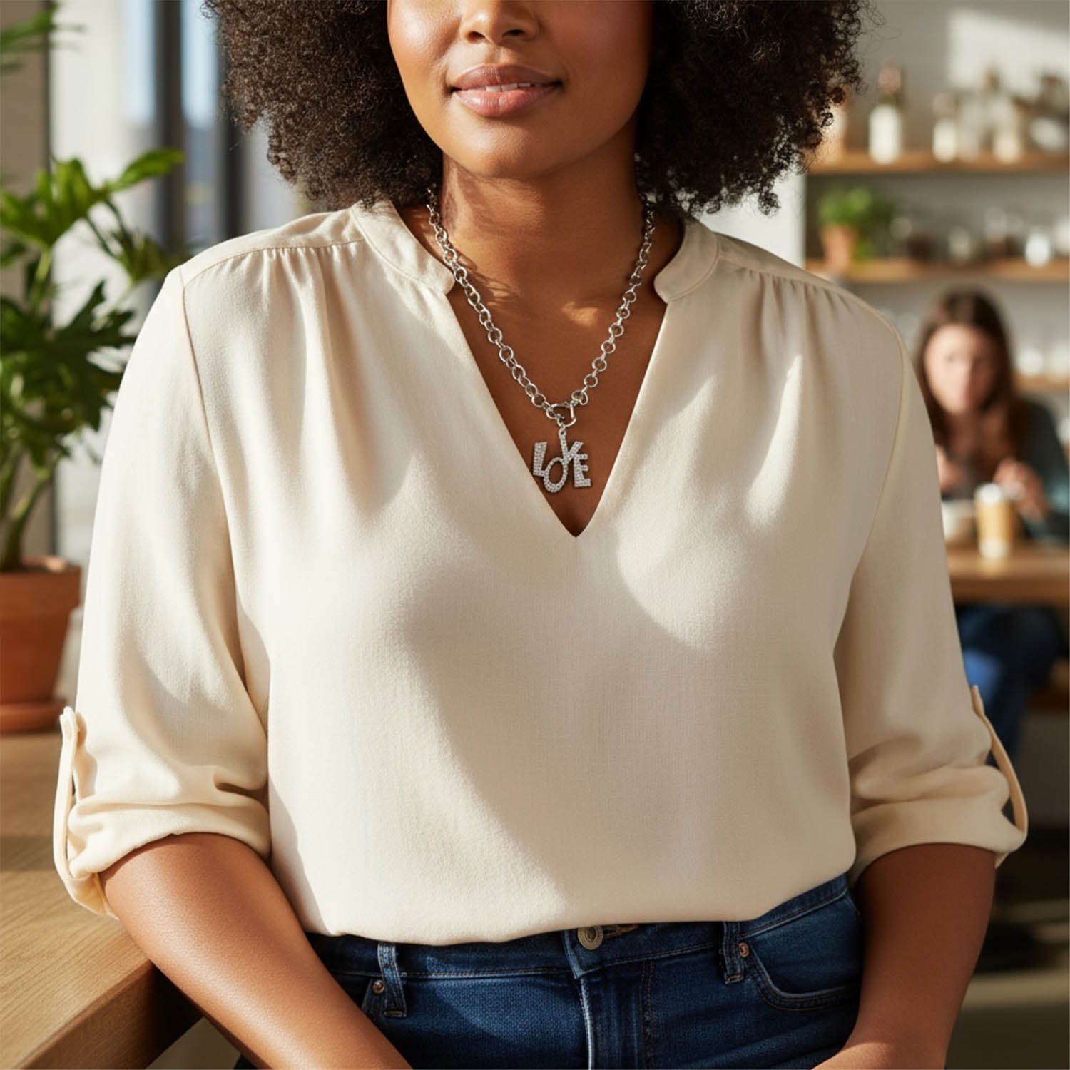 funky love charm on a clasp necklace