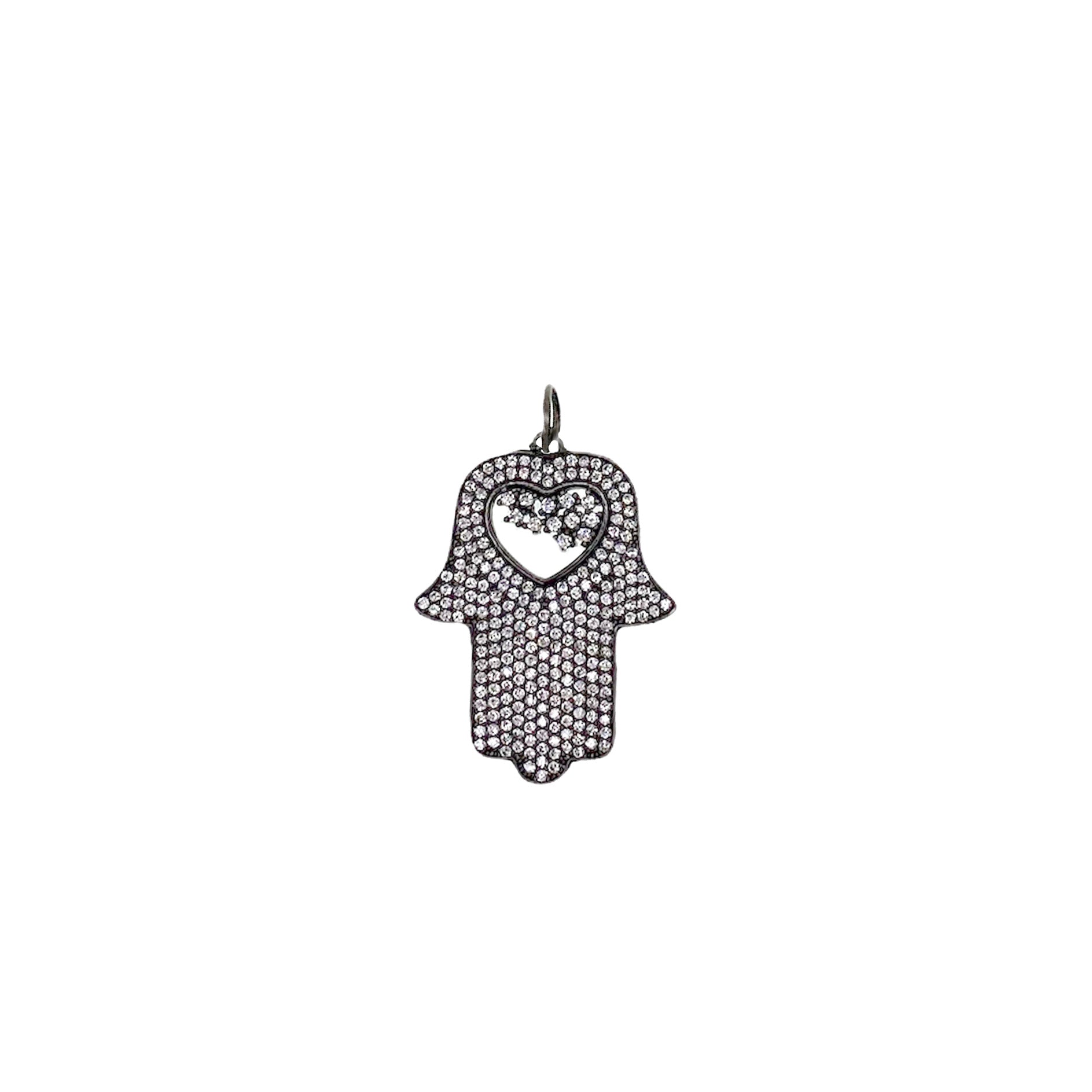 Gunmetal Hamsa charm with sparkling detail