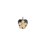 Heart Flower Pendant with Gold Floral Layering on Black Heart Base