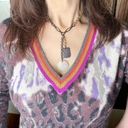 Love Lisa silver dog tag disc pendant necklace statement necklace layered look gift for her