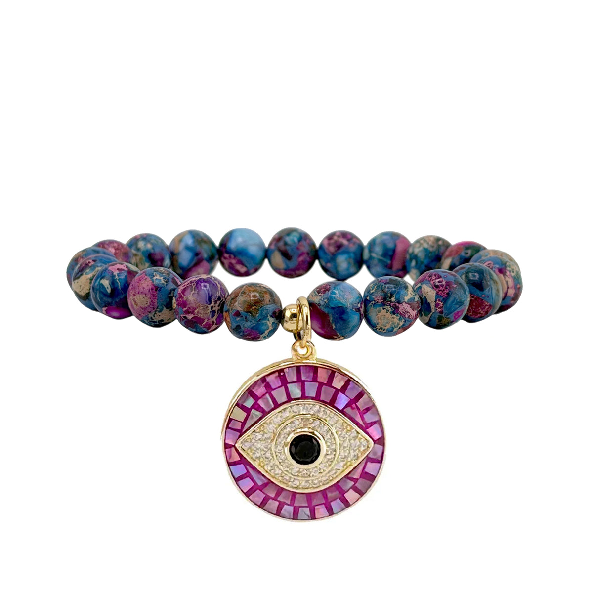 Lena Sea Sediment Jasper Evil Eye Bracelet