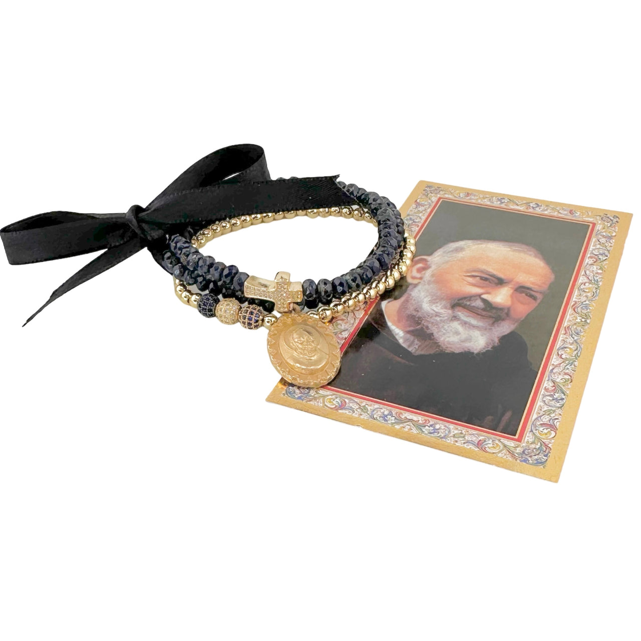 Sandy Padre Pio Medal Stack of Bracelets