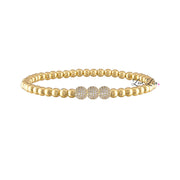 Triple pave beads on gold bracelet