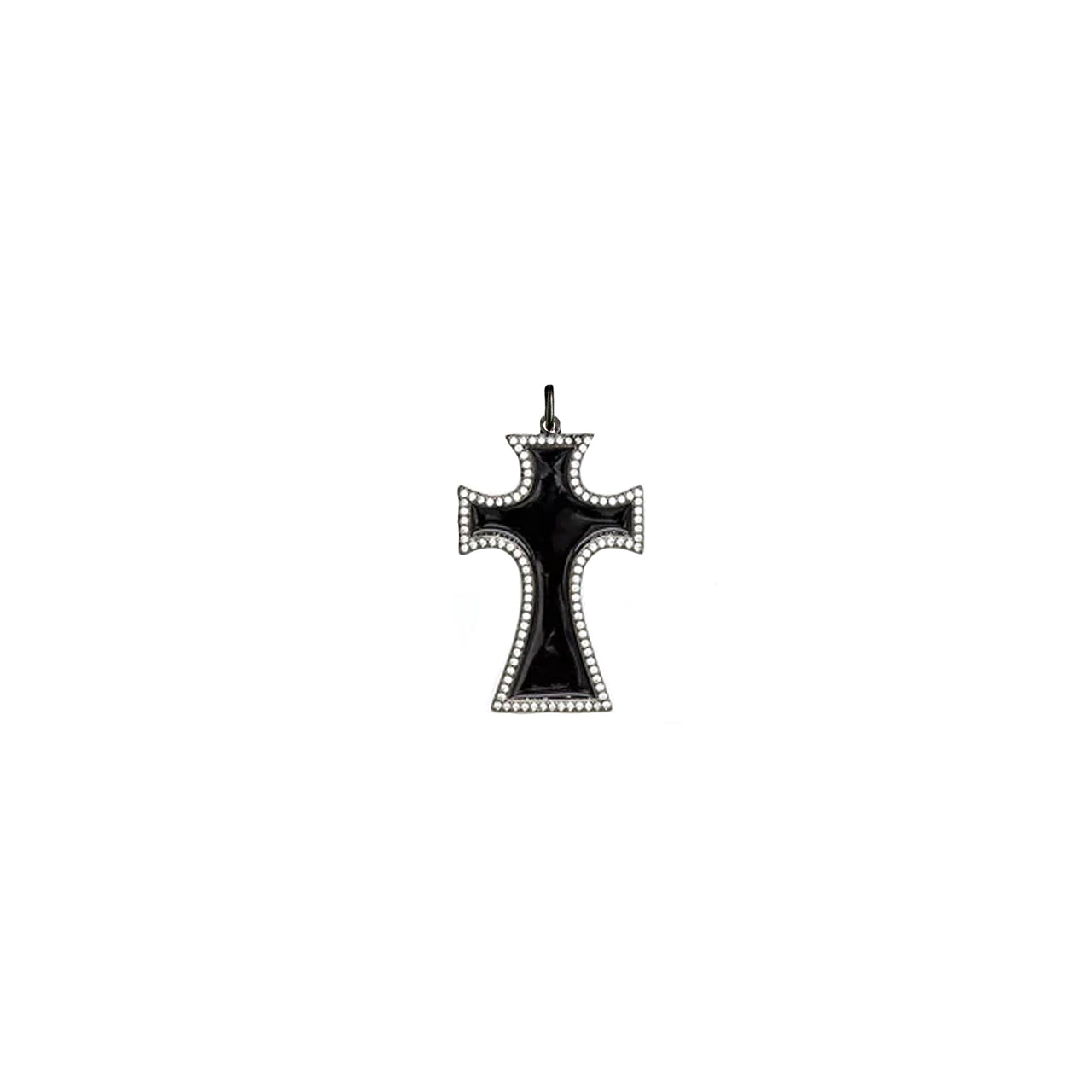 Front view of black Sandy Enamel Cross Pendant