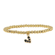 black crystal heart charm beaded bracelet gold bead bracelet