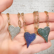 Love Lisa Aimee Paperclip Heart Necklace gold pavé pendant