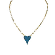 Love Lisa Aimee Paperclip Heart Necklace turquoise pavé heart pendant