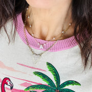 Alt: Model wearing Love Lisa Aimee Paperclip Heart Necklace pavé heart