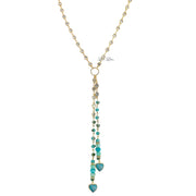 Love Lisa Alessia amazonite heart gemstone necklace with cascading faceted amazonite heart gemstones and elongated drop design