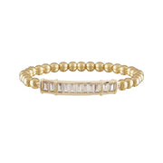 Gold Alicia Baguette Bar Bracelet made with 5mm beads and crystal baguette bar, 6.85" stretch design – Love, Lisa Jewelry