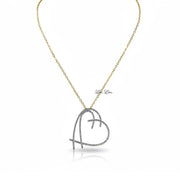 always yours heart necklace gold with silver sculpted heart pendant minimalist jewelry gift for her