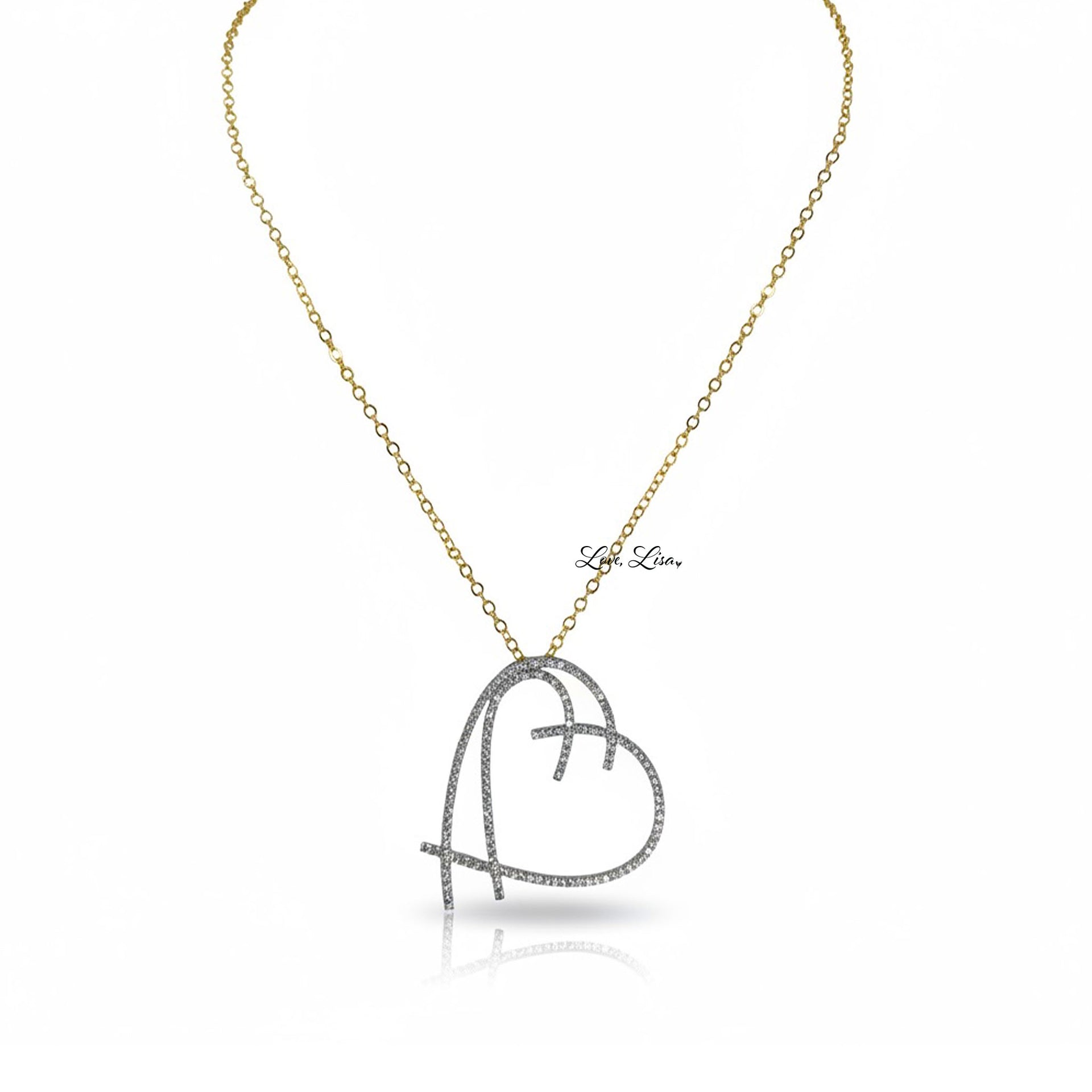 always yours heart necklace gold with silver sculpted heart pendant minimalist jewelry gift for her