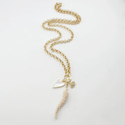 Amalfi Charm Trio Necklace in gold with Italian horn, heart, and evil eye charms