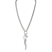 Amalfi Charm Trio Necklace in silver with Italian horn, heart, and evil eye charms