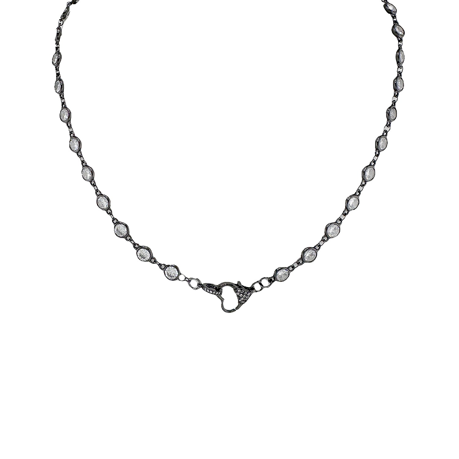 amanda crystal heart clasp necklace gunmetal chain jewelry love lisa