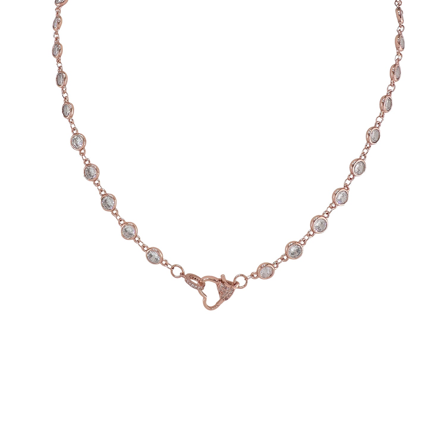 amanda crystal heart clasp necklace rose gold heart chain jewelry love lisa