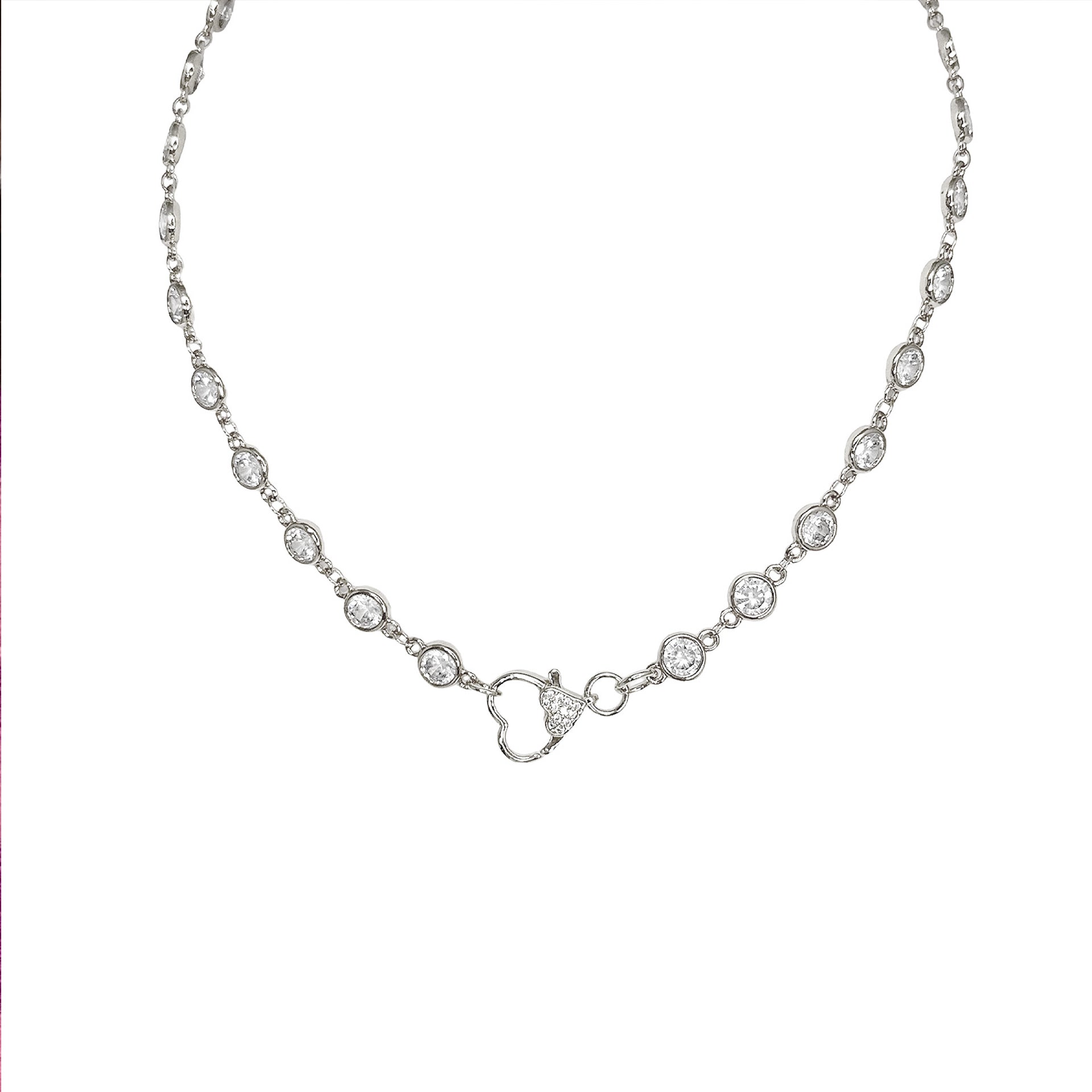 amanda crystal heart clasp necklace silver heart clasp chain love lisa