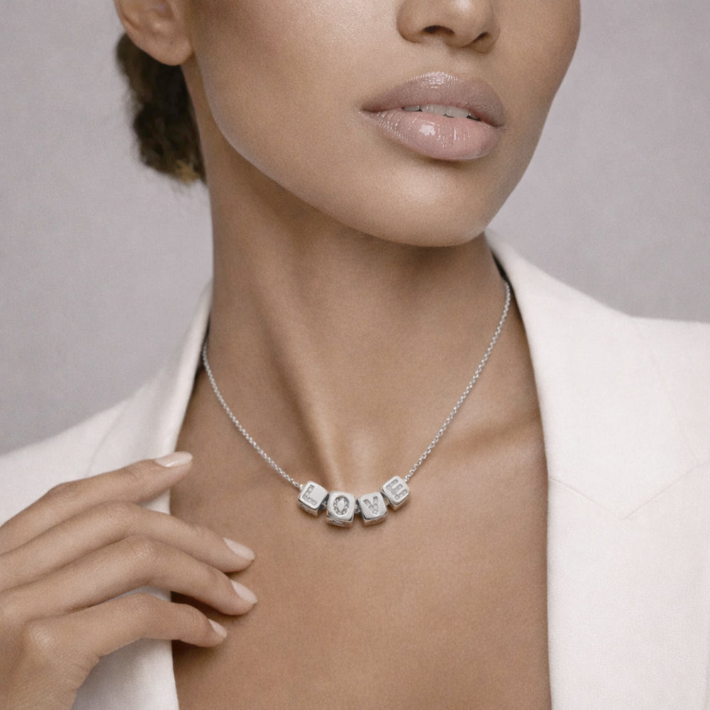 Amelia personalized necklace with the letters love 