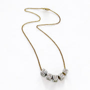 Love Lisa Amelia small block letter personalized necklace in gold with silver block letters