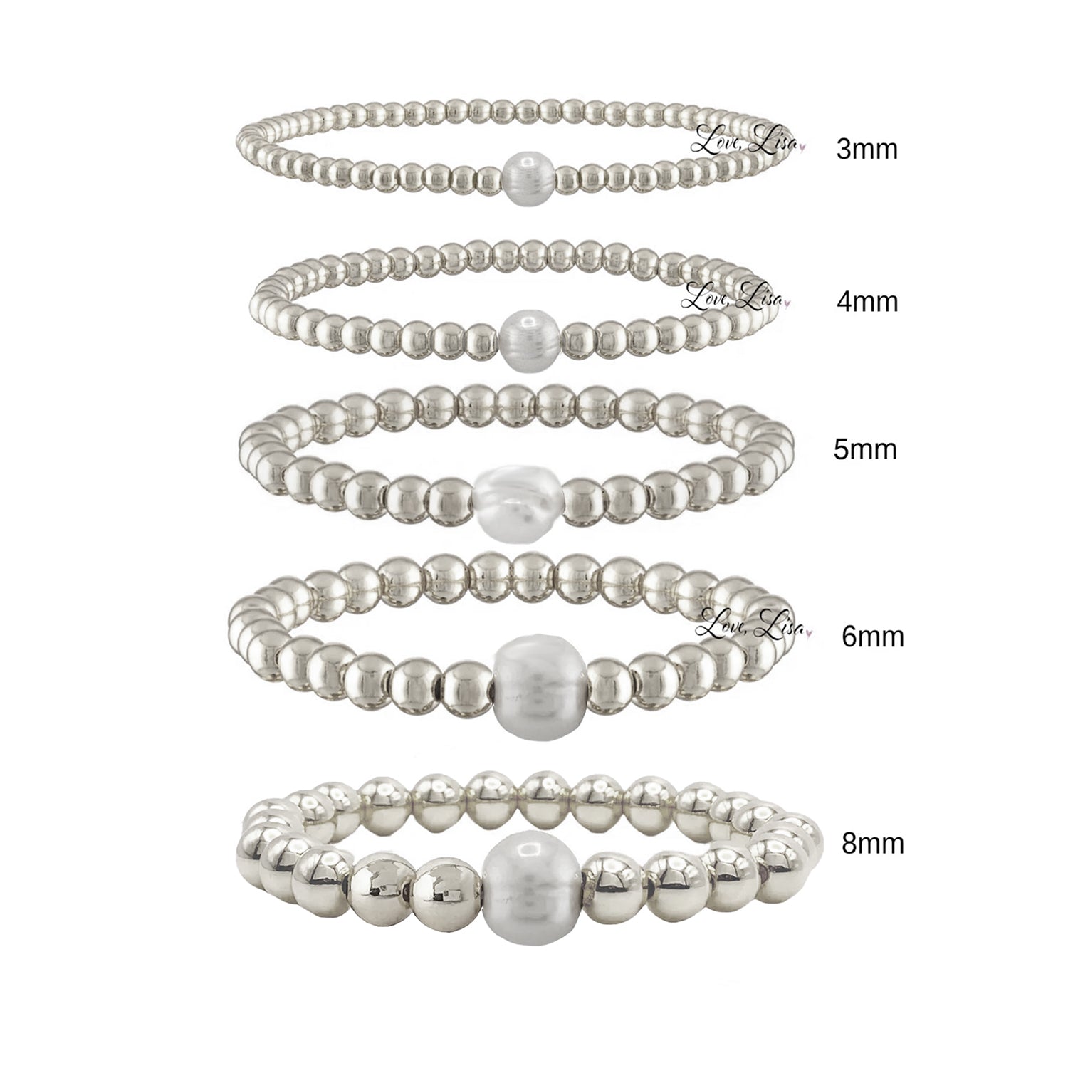 amy build your own pearl stack beaded bracelet silver size options love lisa