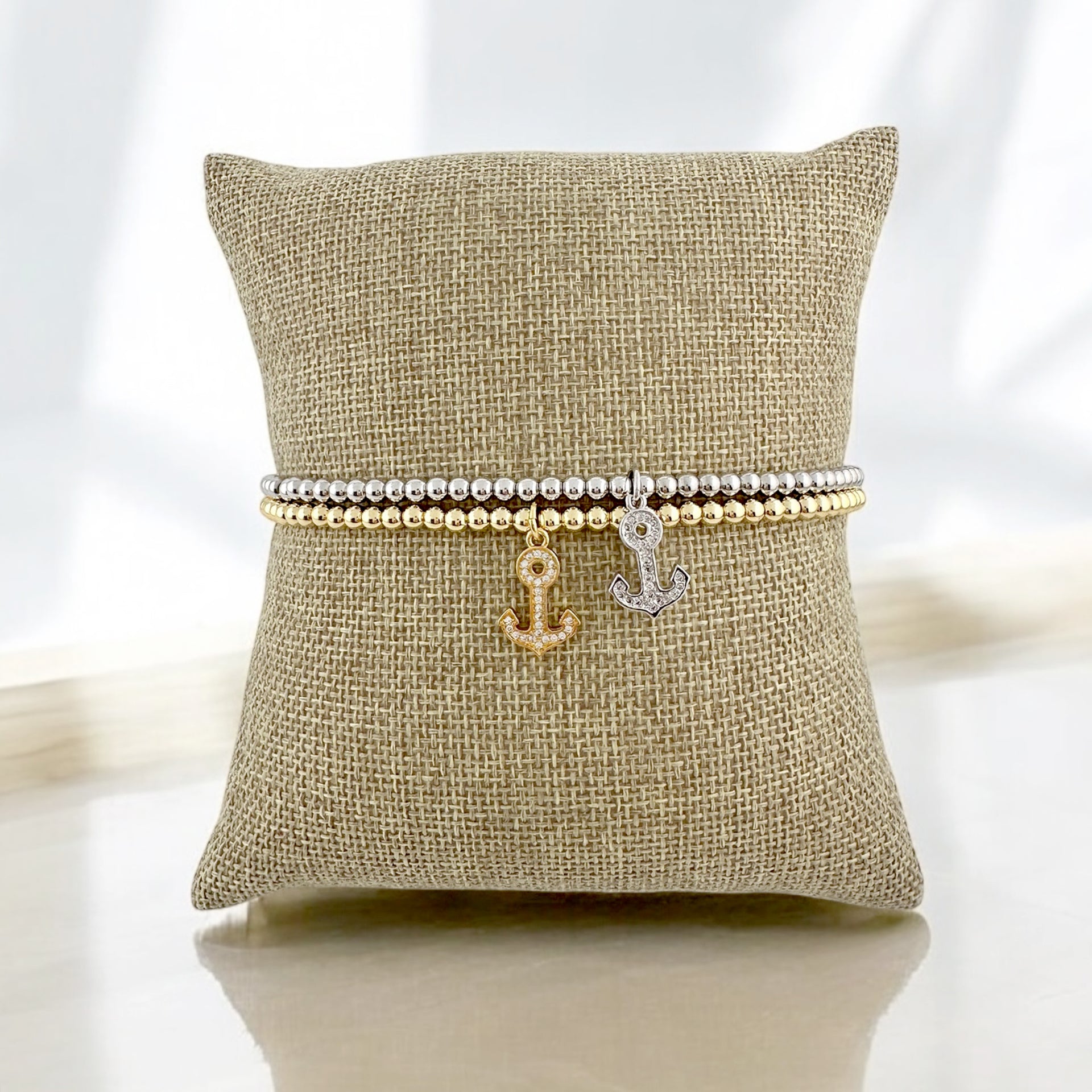 Anchored in Strength Anklet silver display