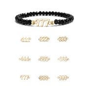 Angel Number Bracelet by Love Lisa in black and gold with crystal number charm