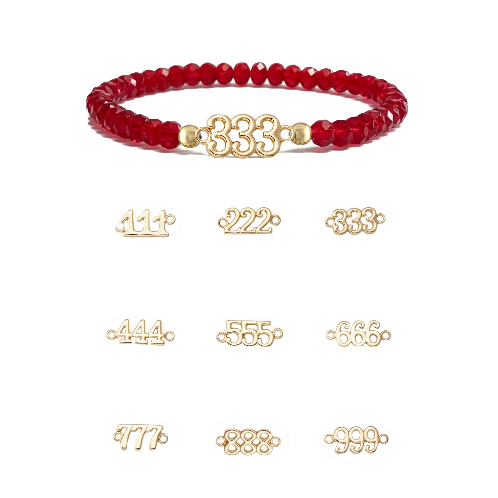 Angel Number Bracelet by Love Lisa in red and gold combination with 111 charm
