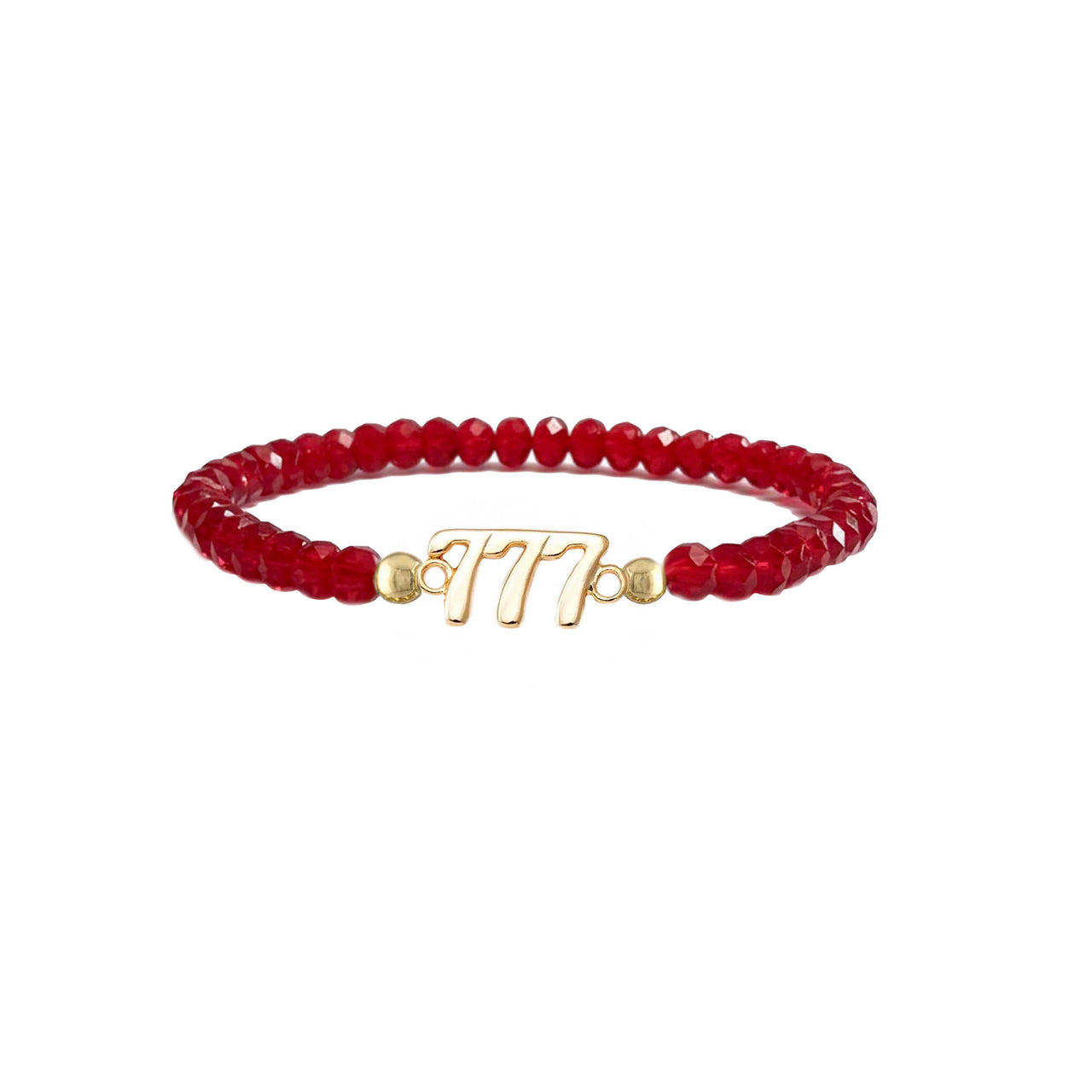 Angel Number Bracelet by Love Lisa in red with gold angel number charm