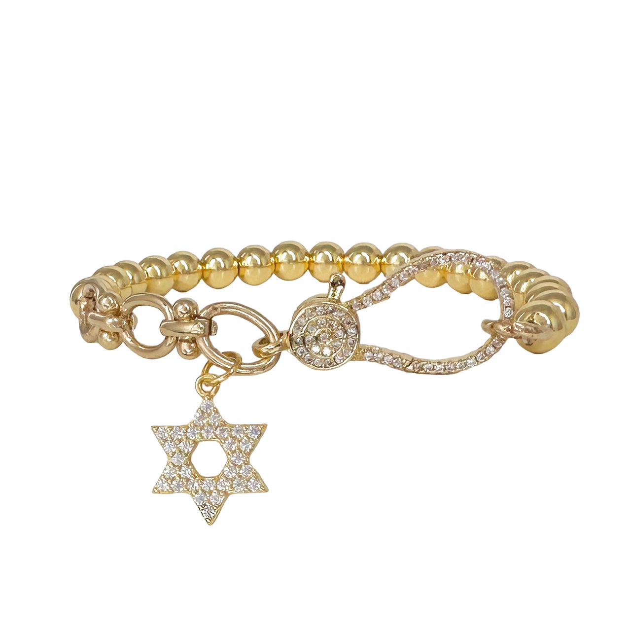love lisa larissa crystal star of david stretch bracelet gold beaded bracelet with crystal star of david charm