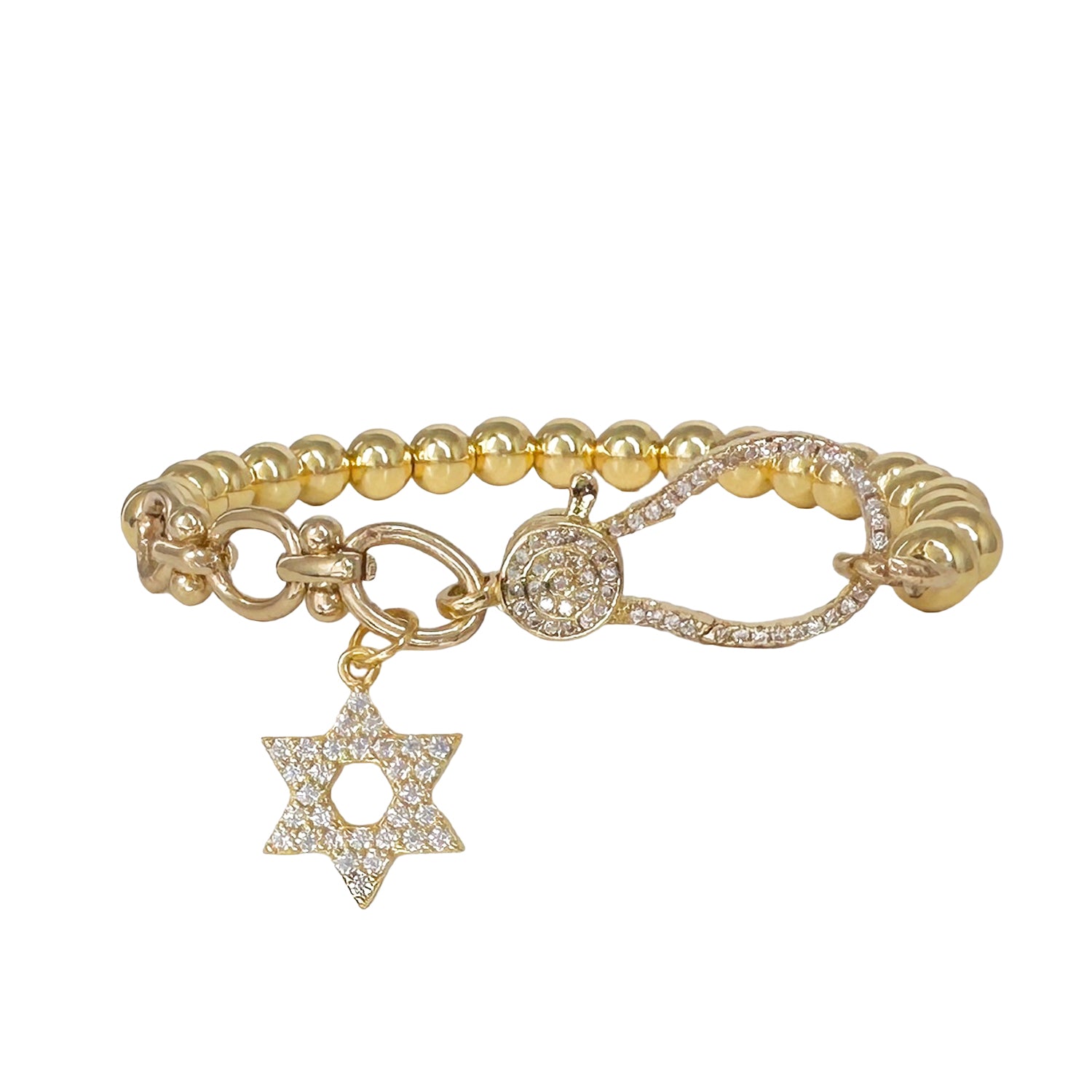 love lisa larissa crystal star of david stretch bracelet gold beaded bracelet with crystal star of david charm