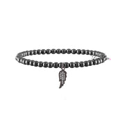 arlet angel wing beaded bracelet gunmetal 4mm beads with cz wing charm by love lisa jewelry
