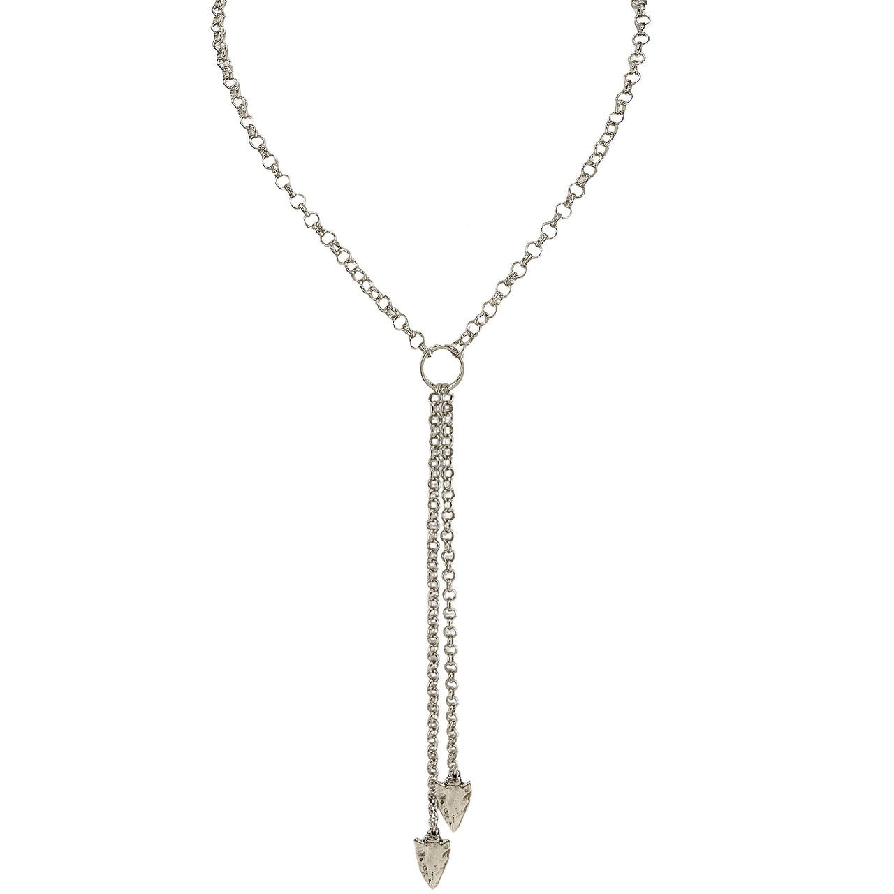 silver arrowhead lariat necklace long pendant statement jewelry Love Lisa
