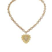 ava heart cross charm necklace gold ribbed chain with pave cross and heart pendant by love lisa jewelry