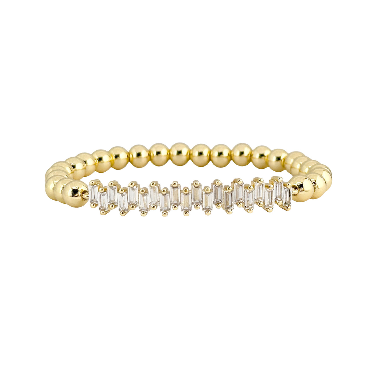 baguette stretch beaded bracelet gold with clear baguette accents love lisa