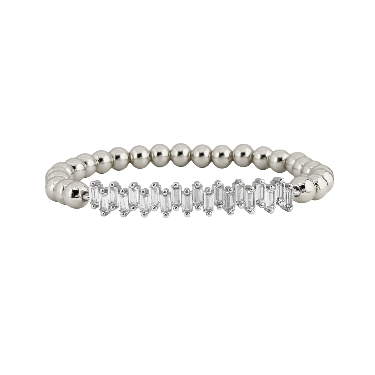 baguette stretch beaded bracelet silver with classic diamond look love lisa