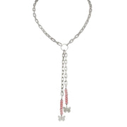 Love Lisa Bailey butterfly drop necklace blush crystal with silver paperclip chain multi strand crystal bead drops and butterfly charms
