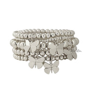 bailey butterfly stack of silver beaded bracelets with butterfly charms love lisa jewelry